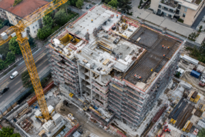 Edilizia 2027: cantiere edile in costruzione visto dall'alto